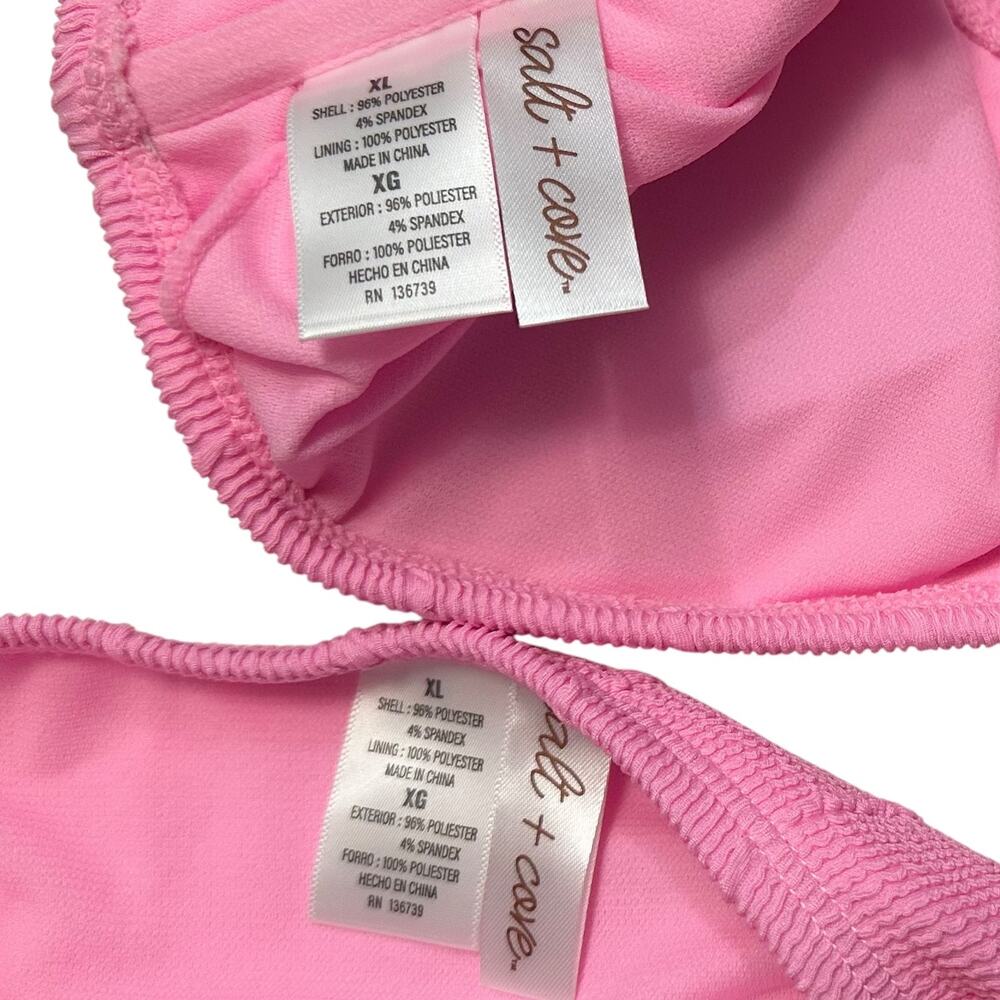 2/$15 NWT Salt + Cove Popcorn Ribbed Bikini Set Bubblegum Pink Swimsuit Size XL - Picture 8 of 9